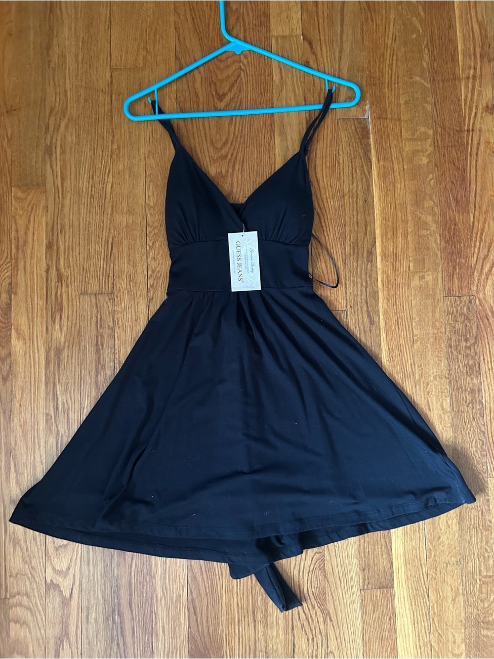 NWT Guess Jeans Black Fit & Flare Tie Back Dress Size M